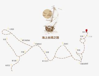 海上丝绸之路线路图免抠