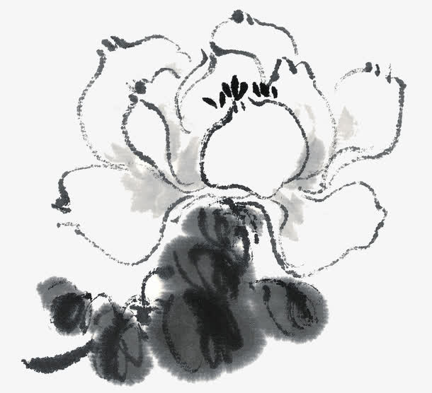 水墨花卉免抠