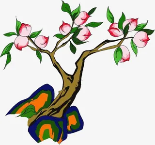 粉色可爱桃子树木免抠