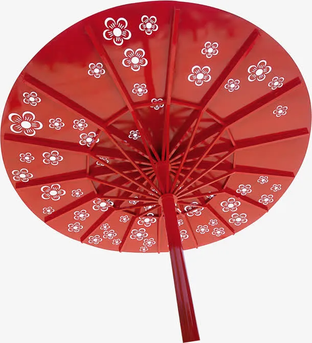 一把红色花卉油纸伞免抠