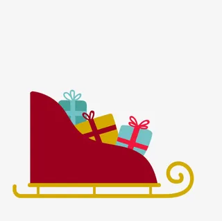 装满礼物的雪橇车免抠