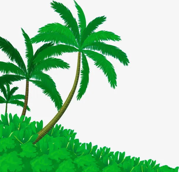 插画椰子树效果夏日沙滩免抠