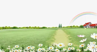 白花草地建筑免抠素材免抠