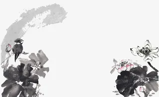 水墨荷塘 荷叶 荷花免扣png高清图片免抠