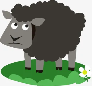 黑色卡通小山羊素材图免抠