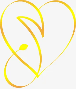 情人节金色线条创意心形免抠