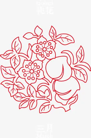 白描十二月份花卉矢量图免抠