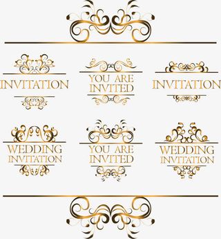 欧式花边邀请函封面免抠