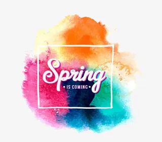 春天色彩插画墨水画免抠