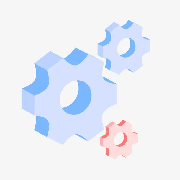 蓝色立体齿轮旋转元素免抠