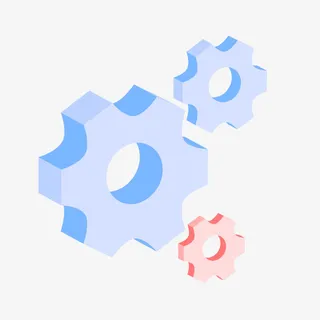 蓝色立体齿轮旋转元素免抠