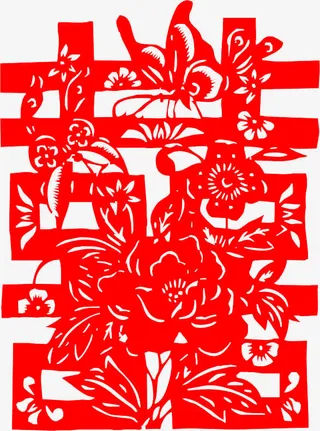 矢量红双喜剪纸免抠