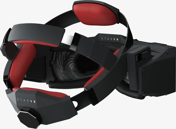 实物黑红高端头戴式vr盒子免抠免抠
