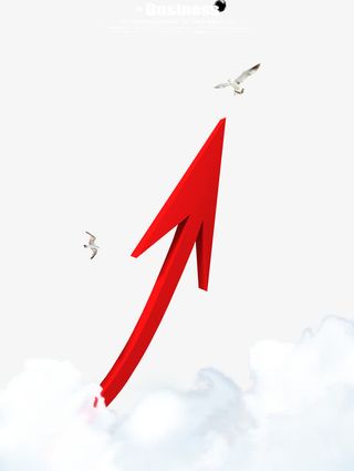 红色箭头和白云免抠