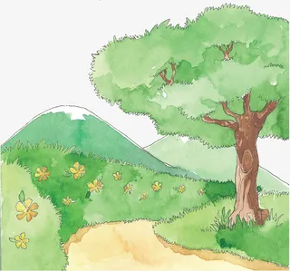 手绘春天绿色草地免抠