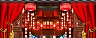 新年红色灯笼窗帘海报banner背景高清