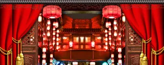 新年红色灯笼窗帘海报banner背景高清