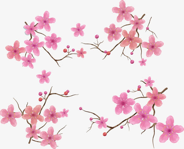 矢量手绘粉色花朵装饰免抠