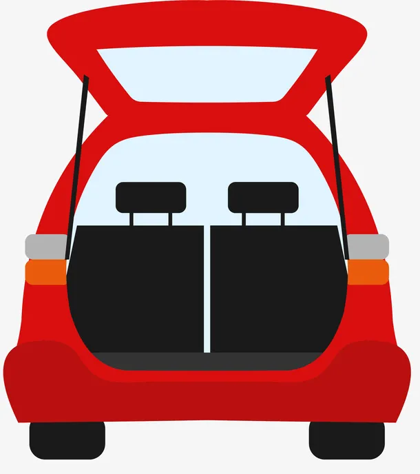 大红色镂空矢量后备箱免抠