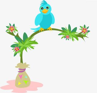 卡通树枝上的鸟免抠