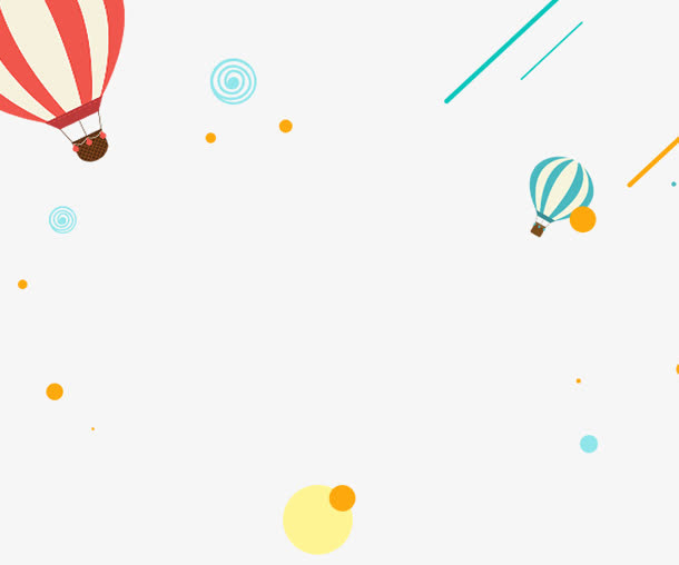 卡通热气球漂浮圆球装饰免抠