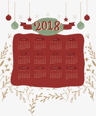 树枝花纹日历免抠