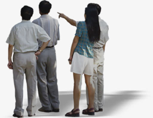 春天逛街商务人物免抠