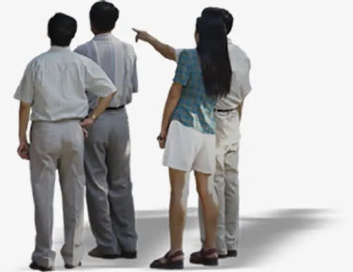 春天逛街商务人物免抠