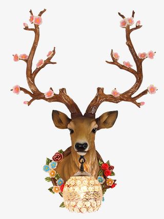 欧式客厅梅花鹿墙壁灯免抠