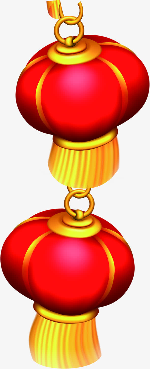红色新年卡通灯笼免抠