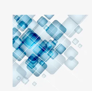 蓝色科技数码几何方块渐变免抠