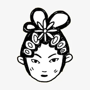水彩戏曲小女孩免抠