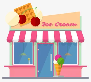 卡通清新风店铺商铺门面设计免抠