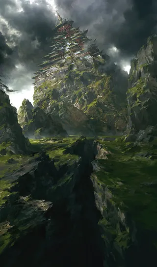 手绘魔幻古堡大屏免抠