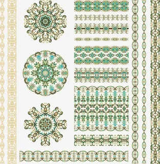 矢量绿色少数民族纹样免抠
