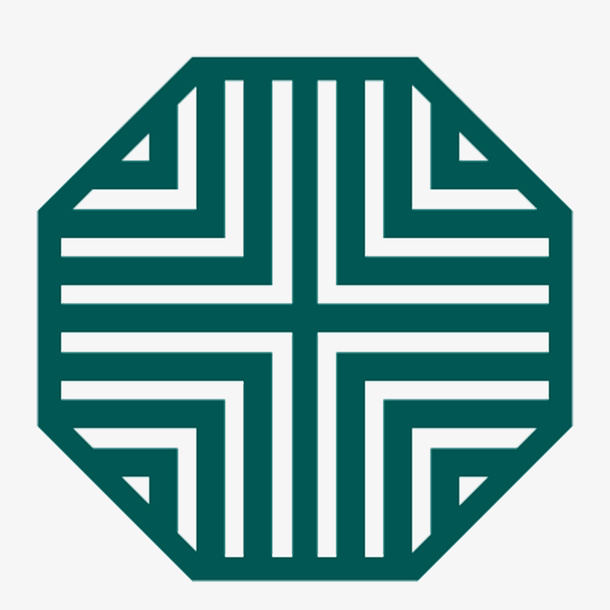 国风墨绿八角边框免抠