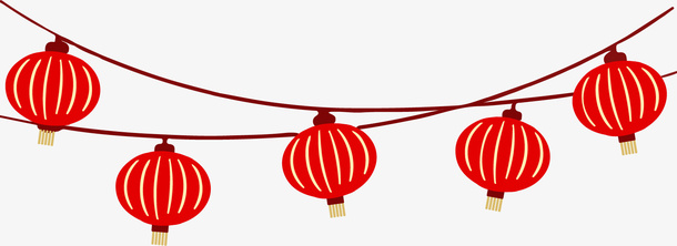 红色手绘灯笼装饰免抠