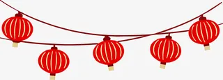 红色手绘灯笼装饰免抠