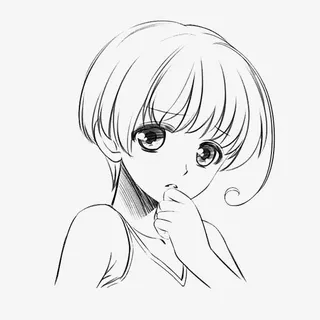 手绘齐刘海小妹妹免抠