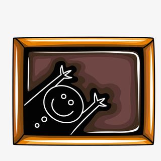 卡通棕色创意相框免抠