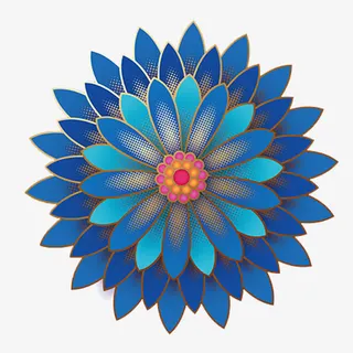 微立体蓝色花朵装饰图案免抠元素免抠 微立体蓝色花朵装饰图案免抠元素免抠