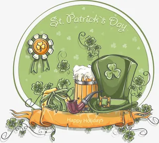 复古圣帕特里克节海报矢量素材免抠