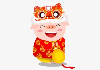 卡通猪年氛围设计免抠