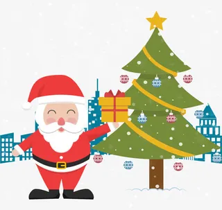 举着礼物的圣诞老人免抠