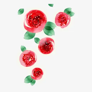 花瓣绿叶墨迹免抠