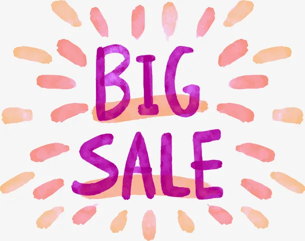 简约卡通水彩笔手绘大卖标签免抠