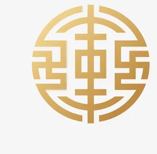 金色花纹福字装饰免抠