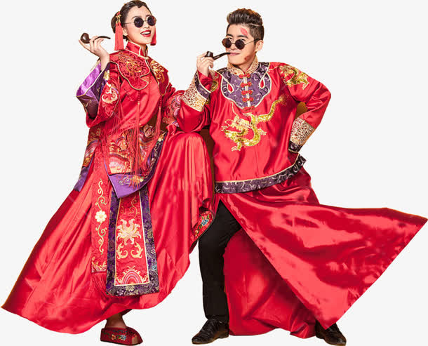 复古搞笑风格婚纱照艺术照免抠