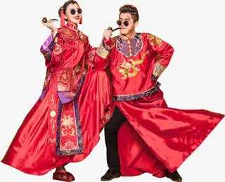 复古搞笑风格婚纱照艺术照免抠