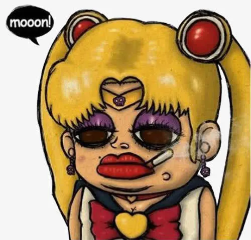 月亮女神燃烧的烟头免抠